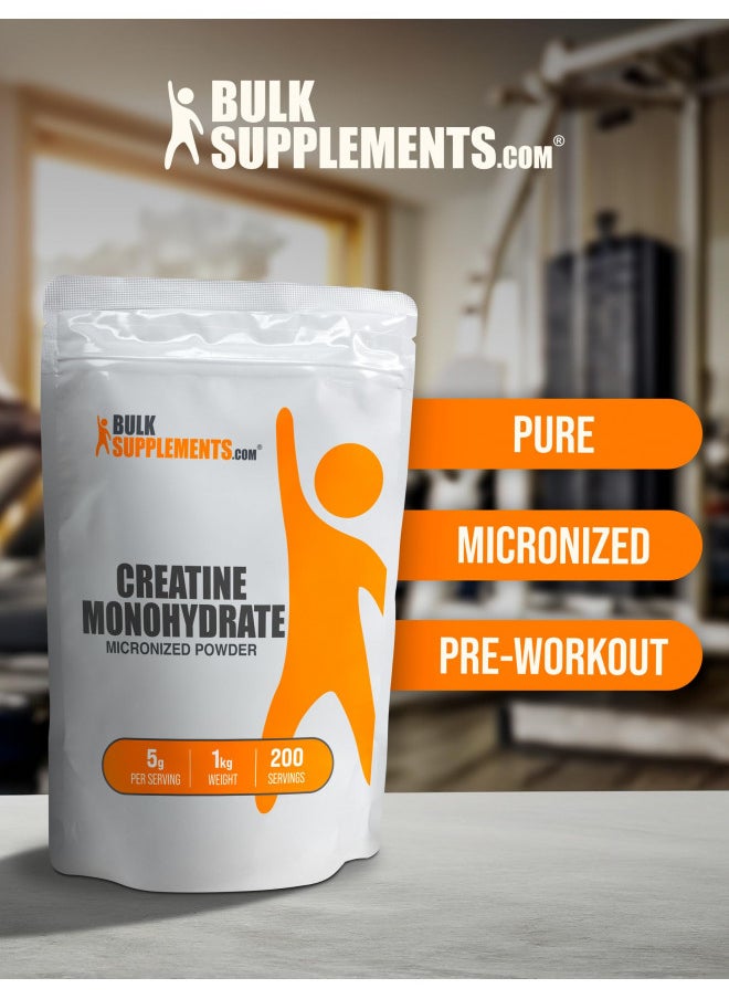 Bulksupplements.Com Creatine Monohydrate Powder   Creatine Supplement, Micronized Creatine 1Kg, Creatine Powder   Unflavored & Gluten Free, 5G (5000Mg) Per Servings, 1Kg (2.2 Lbs) (Pack of1)