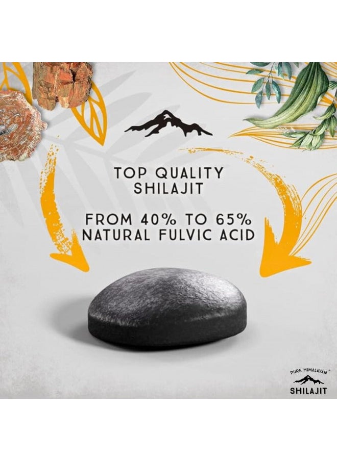 Pure Himalayan Shilajit Dry Drops, 100% Pure Natural Shilajit, Grade A, Max Potency 85+ Clean Trace Minerals & Fulvic Acid For Energy, Metabolism & Immune Support Supplement For Men & Women (60 Tabs)