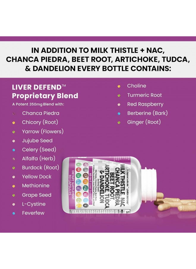 Clean Nutraceuticals Milk Thistle 3000Mg Nac Chanca Piedra 2000Mg Beet Root 2000Mg Artichoke 2000Mg Dandelion Root 1000Mg   Liver Cleanse Detox & Repair Supplement Plus Tudca Choline & Ginger 60 Count