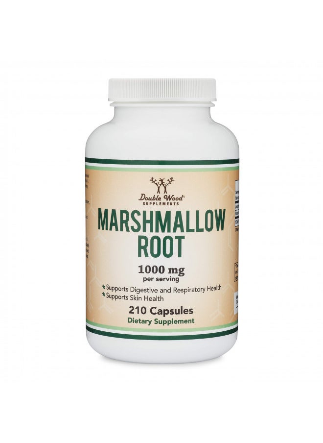 Marshmallow Root Capsules (210 Count, 1,000Mg Per Serving) High In Mucilage To Support Respiratory, Skin and Gut Repair (Vegan Safe, Gluten Free) By Double Wood