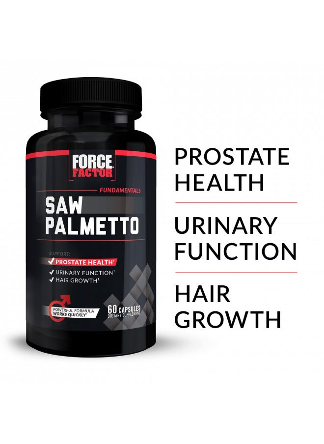 Force Factor Saw Palmetto For Men, Prostate Supplement For Men To Support Urinary Function, Prostate Relief & Hair Growth, With Bioperine For Superior Absorption, 60 Capsules