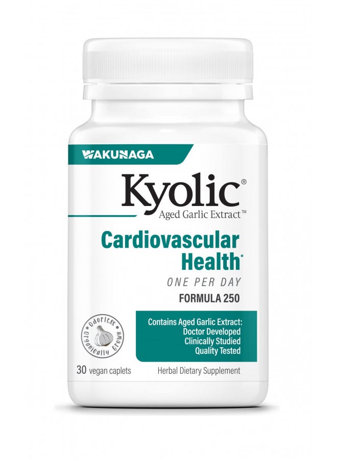 Kyolic Aged Garlic Extract Formula 250, Cardiovascular Health, One Per Day, 30 Vegan Capsules (Packaging May Vary)