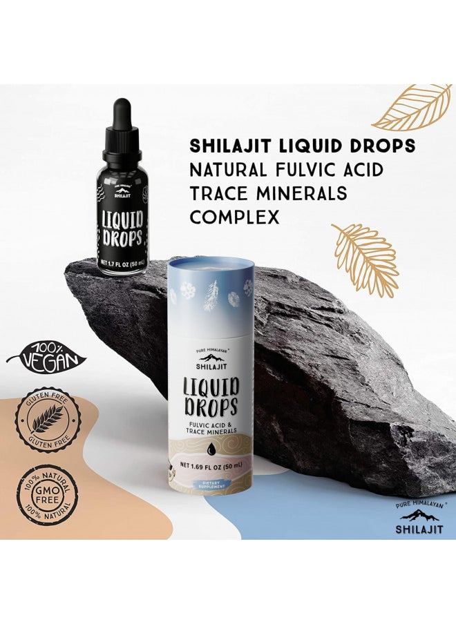 Pure Himalayan Shilajit ® Liquid Drops   Immune Support Supplement, Energy Boost, Detox Cleanse, Anti Aging and Wellness   Natural Trace Minerals & Fulvic Acid Complex (50Ml, Pack of1)