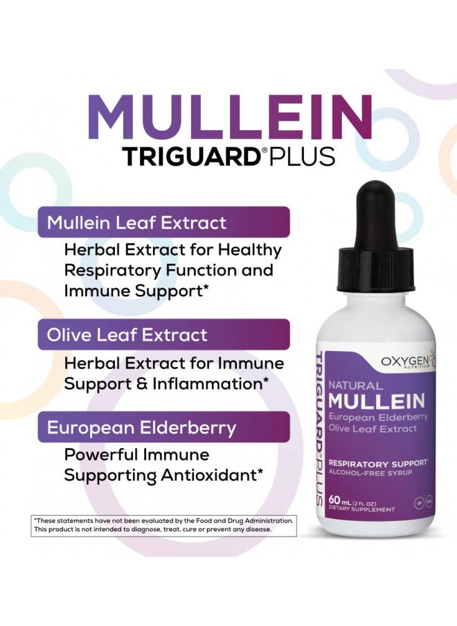 Triguard Mullein Plus   Mullein Leaf Extract, Elderberry Extract & Olive Leaf Extract 2 Fl Oz | Supports Healthy Respiratory Function & Immune System | Alcohol Free, Non Gmo, Tastes Great, Made In Usa