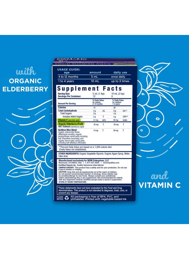 Mommy'S Bliss Organic Baby Bedtime Drops + Overnight Immunity Support, Promotes Restful Night, Melatonin Free, Age 4 Month+, 2 Fl Oz