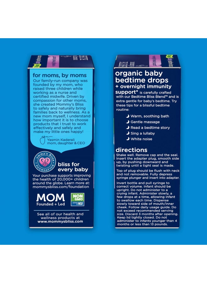 Mommy'S Bliss Organic Baby Bedtime Drops + Overnight Immunity Support, Promotes Restful Night, Melatonin Free, Age 4 Month+, 2 Fl Oz