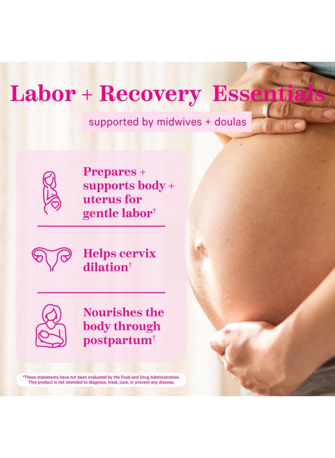 Pink Stork Labor Prep   Evening Primrose Oil Capsules With Red Raspberry Leaf Tea, Gentle Birth & Postpartum Care, Third Trimester Pregnancy Must Haves, 60 Capsules