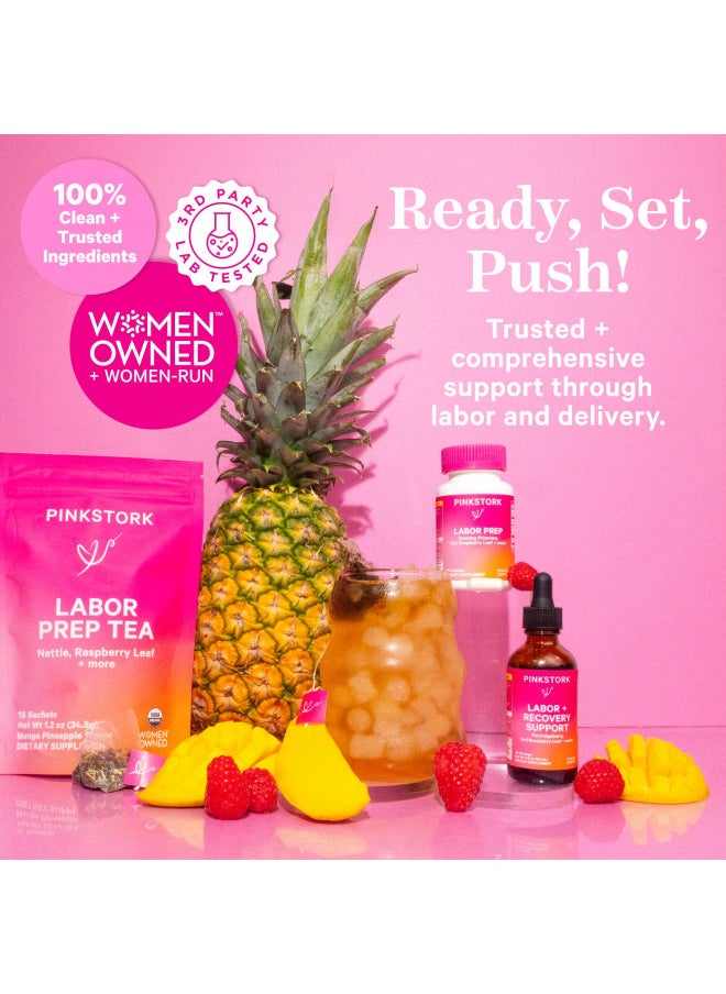 Pink Stork Labor Prep   Evening Primrose Oil Capsules With Red Raspberry Leaf Tea, Gentle Birth & Postpartum Care, Third Trimester Pregnancy Must Haves, 60 Capsules