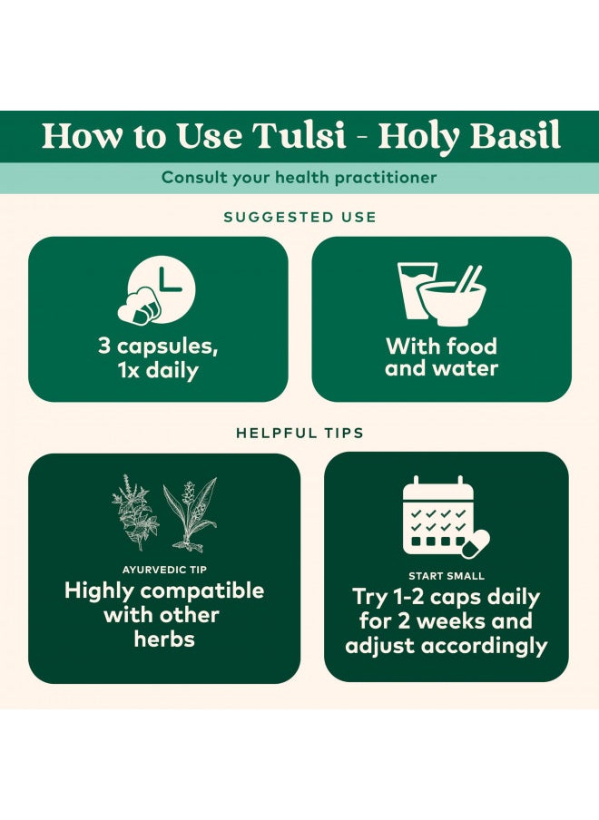 Organic India Tulsi Holy Basil Capsules   Holy Basil Extract   Holy Basil Leaf Supplement, Herbal Supplement, Immune Support, Stress Relief, Vegan, Gluten Free, Kosher, Organic, Non Gmo   180 Capsules