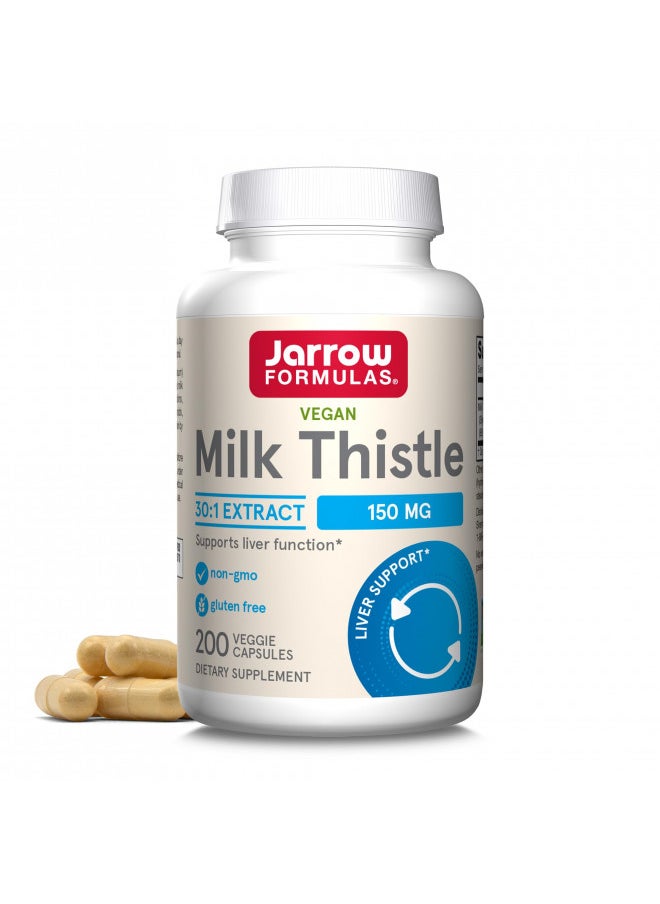 Jarrow Formulas Milk Thistle 150 Mg With 30:1 Standardized Silymarin Extract, Dietary Supplement For Liver Function Support, 200 Veggie Capsules, 66 200 Day Supply