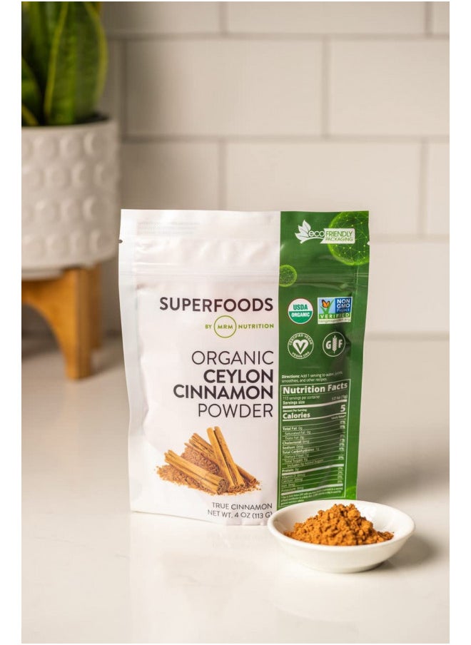 Mrm Nutrition Organic Ceylon Cinnamon Powder | Superfoods | True Cinnamon | Antioxidants | Heart Health | Vegan + Gluten Free | 113 Servings