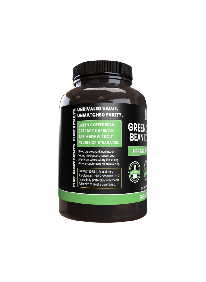 Pure Original Ingredients Green Coffee Bean Extract (365 Capsules) No Magnesium Or Rice Fillers, Always Pure, Lab Verified