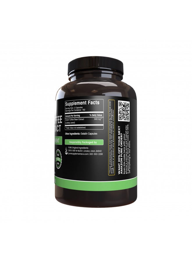 Pure Original Ingredients Green Coffee Bean Extract (365 Capsules) No Magnesium Or Rice Fillers, Always Pure, Lab Verified