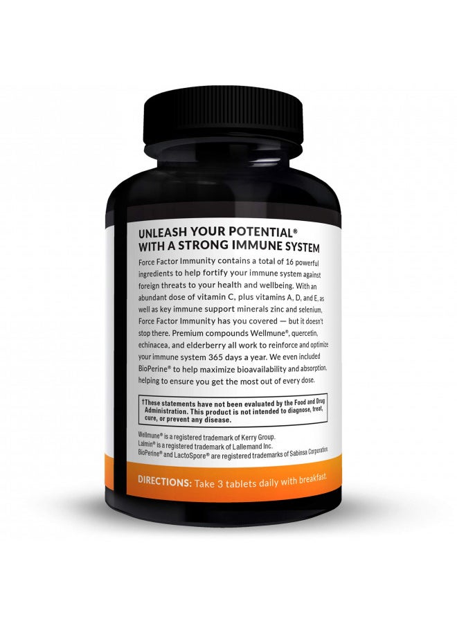 Force Factor Immunity, Immune Support Booster With Elderberry and 1000Mg ofVitamin C, Plus Vitamin D, Zinc, Probiotics, Quercetin, Antioxidants, and Echinacea For Immune Health Defense, 90 Tablets