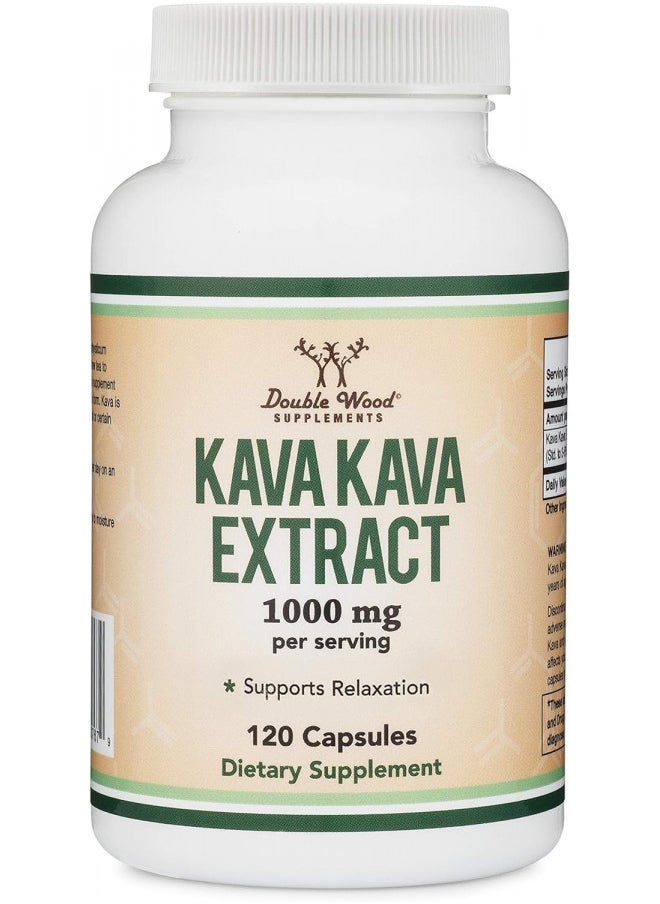 Kava Kava Capsules 1,000Mg Per Serving, 120 Count (High Purity Potent 3 5% Kavalactones Root Extract) Kava Powder Root Extract For Relaxation (Non Gmo, Vegan Safe) By Double Wood