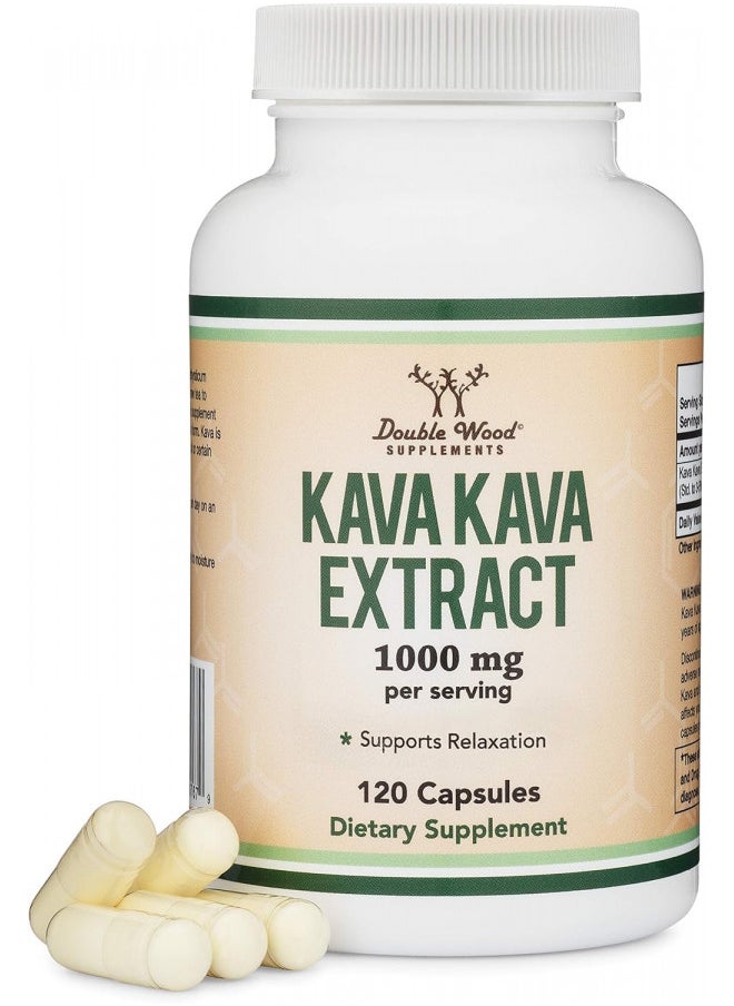 Kava Kava Capsules 1,000Mg Per Serving, 120 Count (High Purity Potent 3 5% Kavalactones Root Extract) Kava Powder Root Extract For Relaxation (Non Gmo, Vegan Safe) By Double Wood