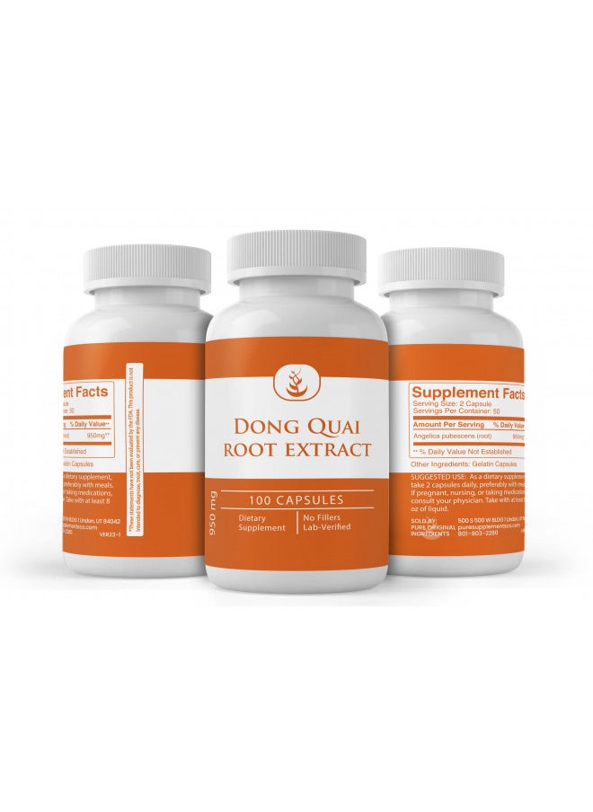 Pure Original Ingredients Dong Quai Root Extract, (100 Capsules) Always Pure, No Additives Or Fillers, Lab Verified