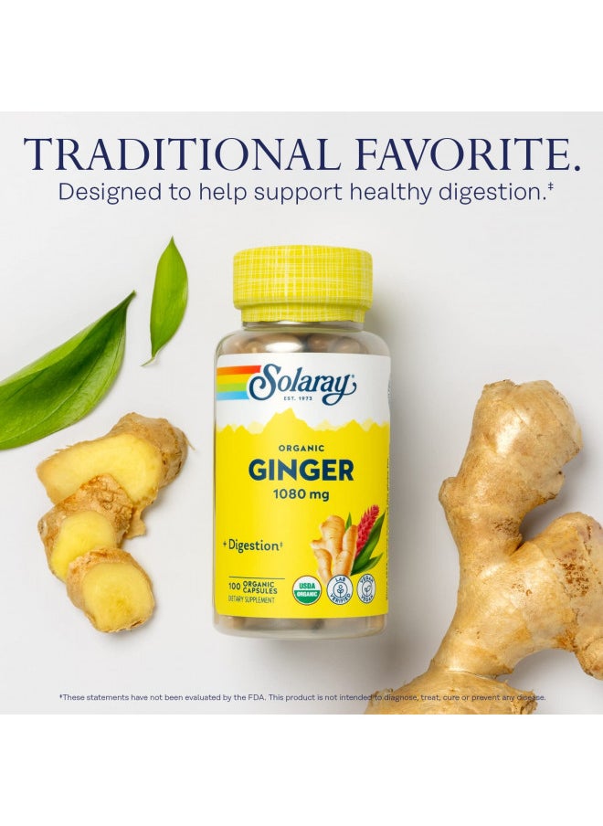 Solaray Organically Grown Ginger Root 540Mg Healthy Cardiovascular, Digestive, Joint & Menstrual Cycle Support Vegan & Non Gmo 100 Vegcaps