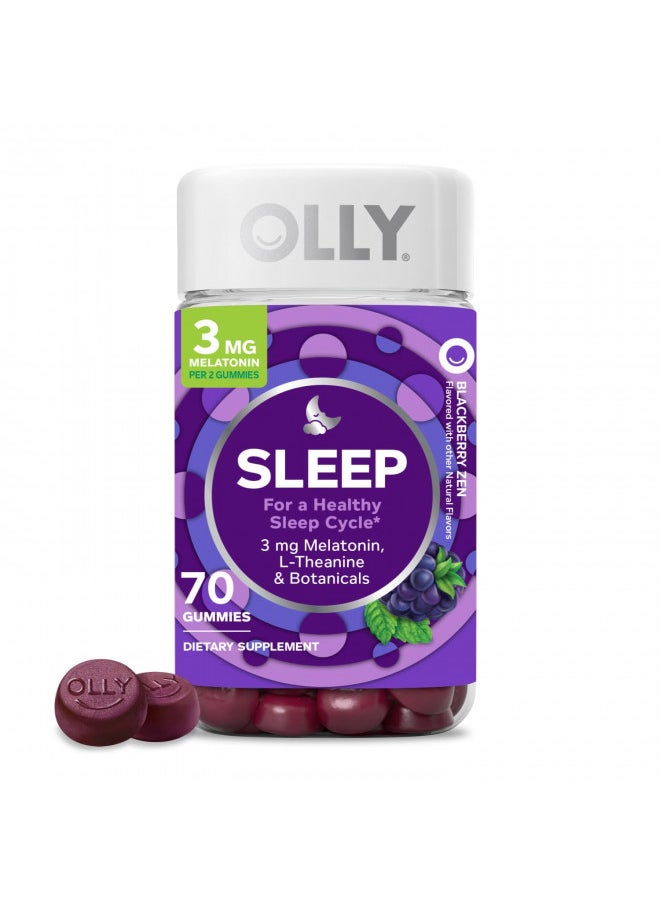 Olly Sleep Gummy, Occasional Sleep Support, 3 Mg Melatonin, L Theanine, Chamomile, Lemon Balm, Sleep Aid, Blackberry   70 Count