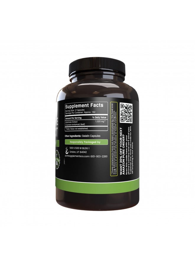Pure Original Ingredients Artichoke Extract (365 Capsules) No Magnesium Or Rice Fillers, Always Pure, Lab Verified