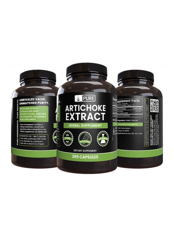 Pure Original Ingredients Artichoke Extract (365 Capsules) No Magnesium Or Rice Fillers, Always Pure, Lab Verified