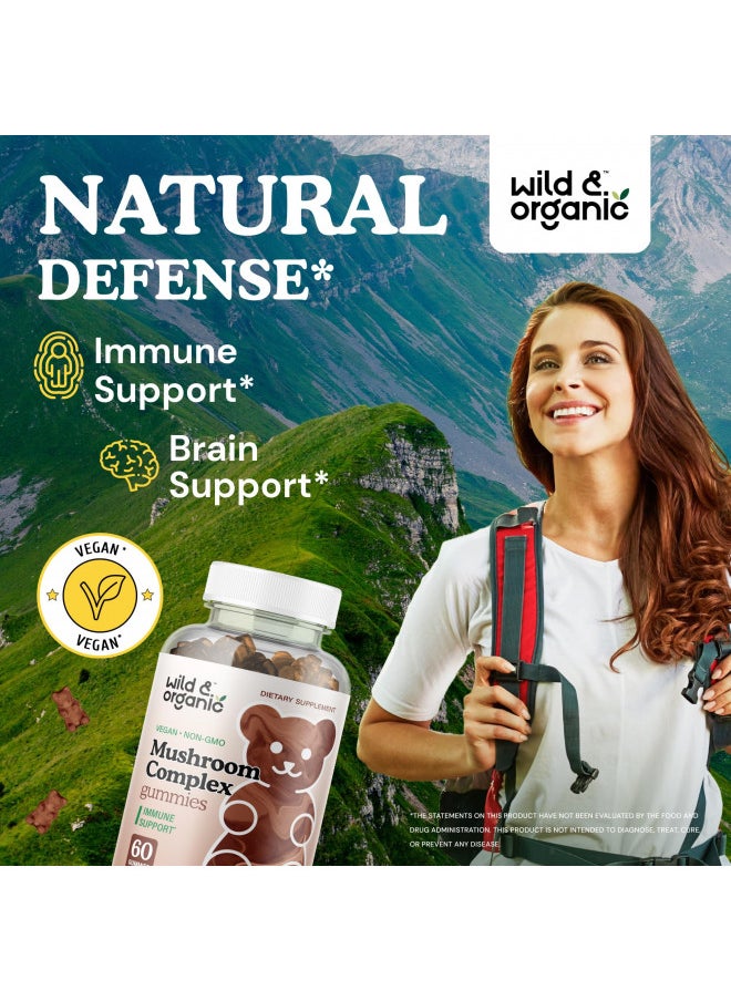 Wild & Organic Mushroom Gummies   Lion'S Mane, Cordyceps, Turkey Tail, Reishi, Chaga, Maitake   10 Mushroom Complex   Mushroom Supplement Gummies For Immune & Brain Support   60 Count