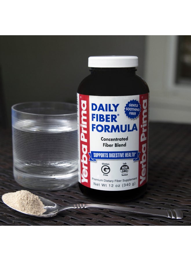Yerba Prima Daily Fiber Formula Powder   12 Oz   Digestive Support Supplement   Soluble & Insoluble Dietary Fiber Supplement   Vegan, Non Gmo, Gluten Free