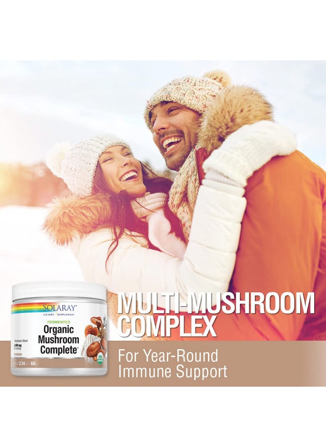 Solaray Fermented Organic Mushroom Complete, Powder | Healthy Immune Function Support | 2,000 Mg Per Serv. | 60G, 30 Serv