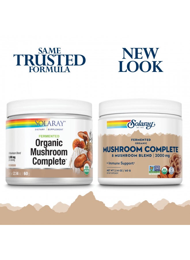 Solaray Fermented Organic Mushroom Complete, Powder | Healthy Immune Function Support | 2,000 Mg Per Serv. | 60G, 30 Serv
