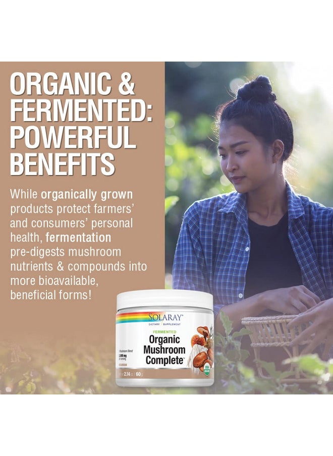 Solaray Fermented Organic Mushroom Complete, Powder | Healthy Immune Function Support | 2,000 Mg Per Serv. | 60G, 30 Serv