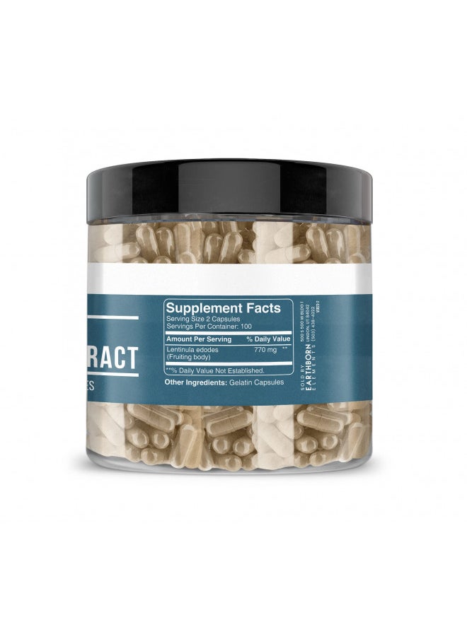 Earthborn Elements Shiitake Mushroom Extract 200 Capsules, Pure & Undiluted, No Additives