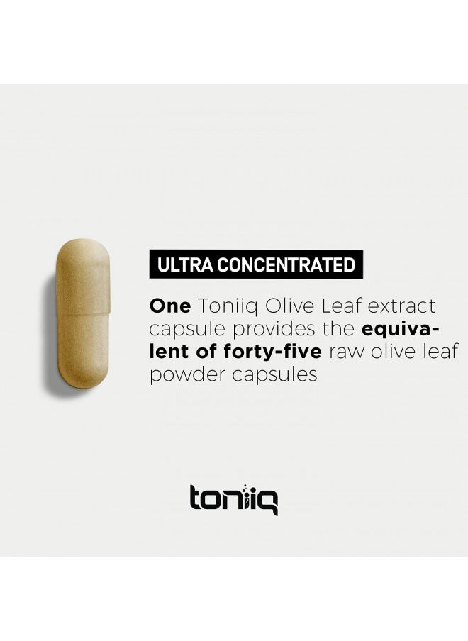 Toniiq 22,500Mg 45X Con Centrumrated Ultra High Strength Olive Leaf Extract   Min. 50% Oleuropein   Highly Con Centrumrated and Bioavailable   120 Veggie Capsules