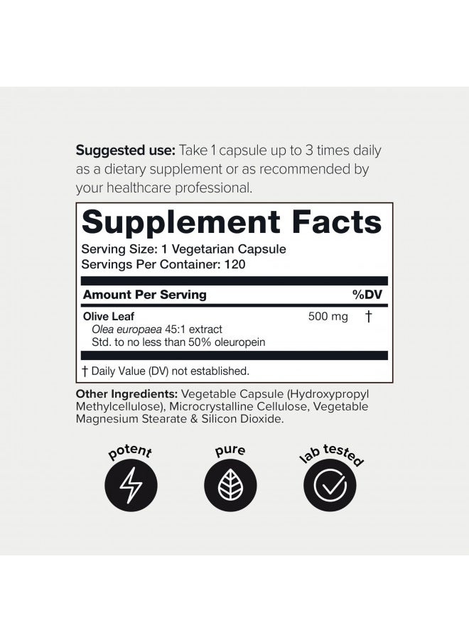 Toniiq 22,500Mg 45X Con Centrumrated Ultra High Strength Olive Leaf Extract   Min. 50% Oleuropein   Highly Con Centrumrated and Bioavailable   120 Veggie Capsules