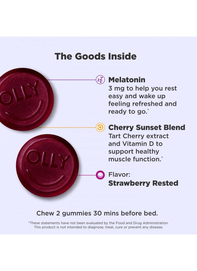 Olly Muscle Recovery Sleep Gummies, Sleep and Sore Muscle Support, 3Mg Melatonin, Tart Cherry, Vitamin D, Berry Flavor   40 Count