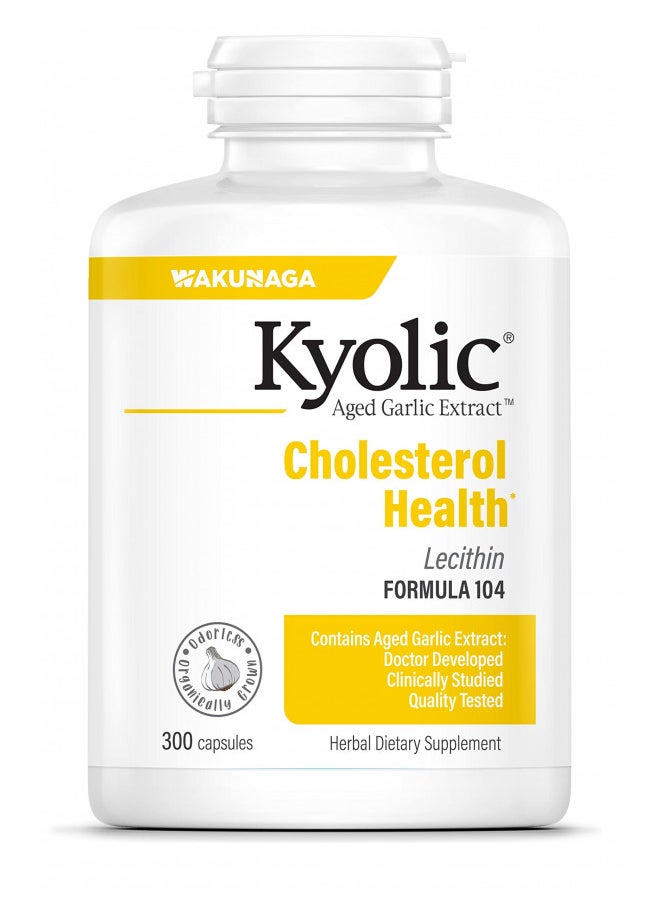Kyolic Aged Garlic Extract Formula 104 Cholesterol Health, 300 Capsules (Packaging May Vary)