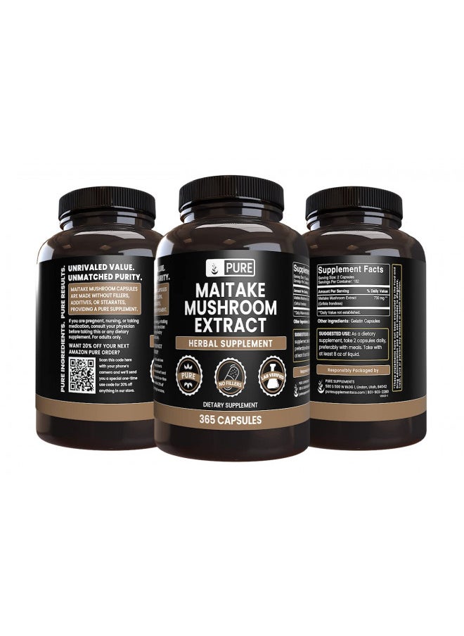 Pure Original Ingredients Maitake Mushroom (365 Capsules) No Magnesium Or Rice Fillers, Always Pure, Lab Verified
