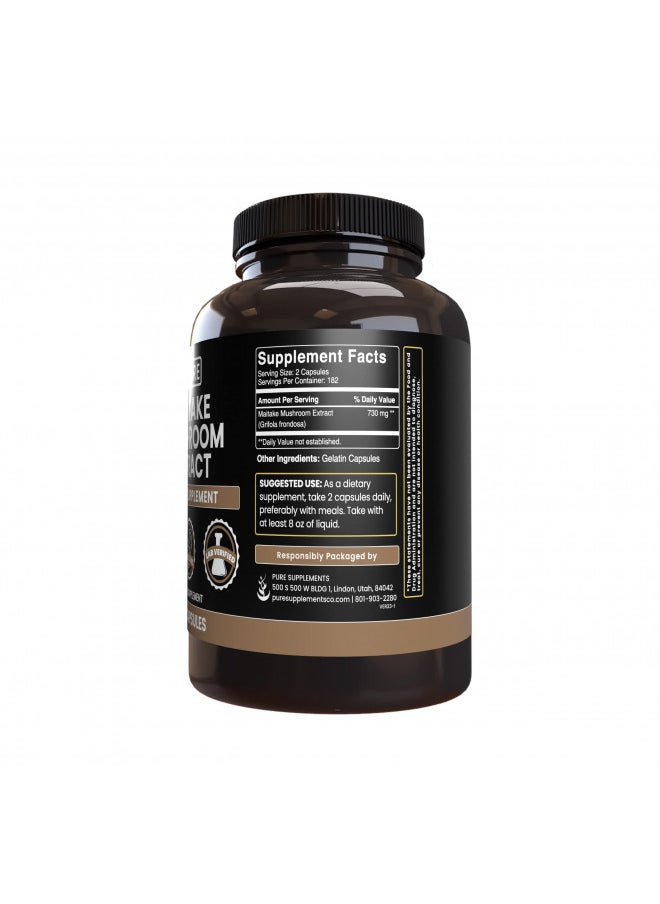 Pure Original Ingredients Maitake Mushroom (365 Capsules) No Magnesium Or Rice Fillers, Always Pure, Lab Verified