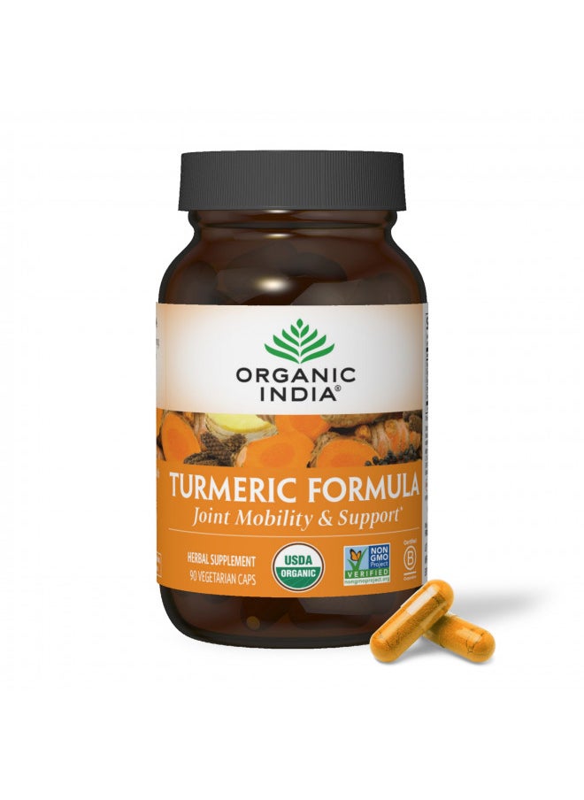 Organic India Turmeric Curcumin With Black Pepper   Organic Turmeric Supplement and Curcumin Supplement, Turmeric Capsules, Joint Support & Immune System Support, Whole Root, Trikatu   90 Capsules