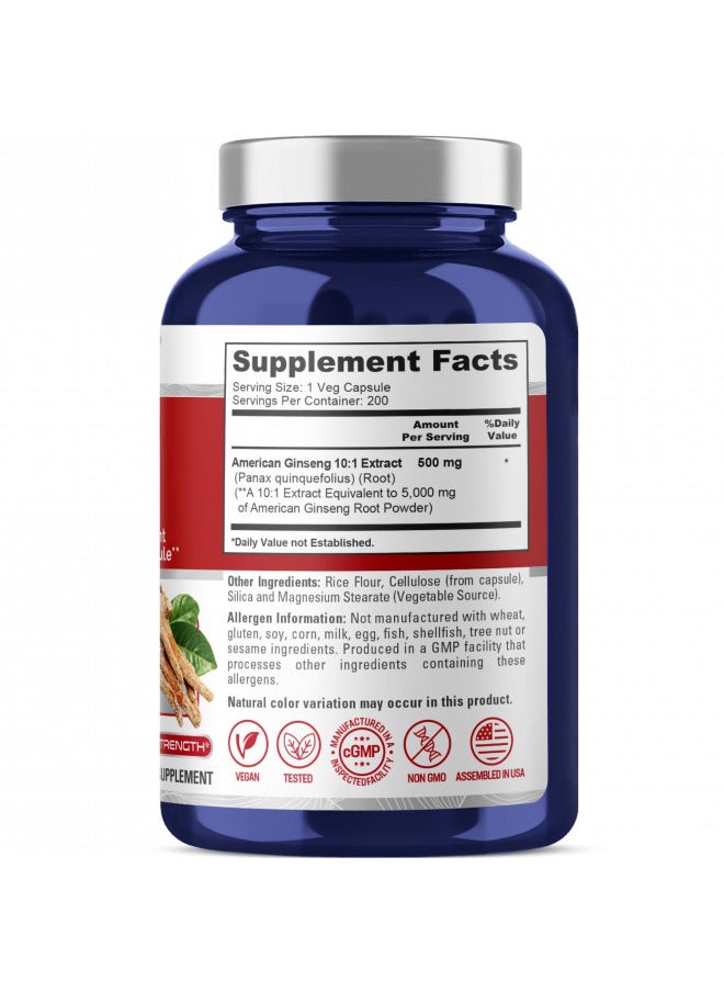 Nusapure American Ginseng 5000 Mg   200 Veggie Capsules (Vegetarian, Non Gmo, Vegan)