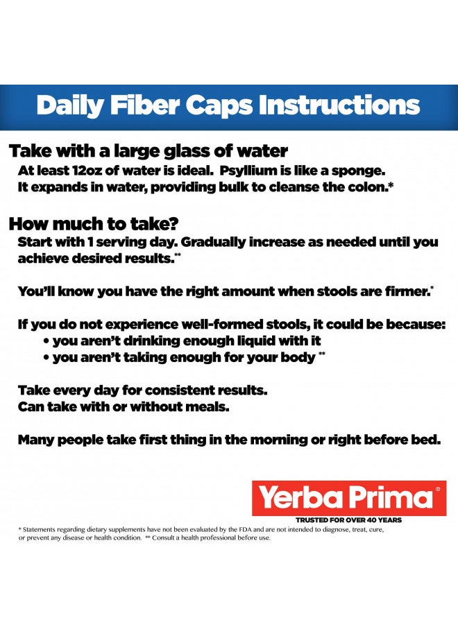 Yerba Prima Daily Fiber Capsules 180 Caps (Pack of3)   Soluble Dietary Fiber Supplement   Colon Cleanse   Gut Health   Constipation Relief Vegan, Non Gmo, Gluten Free