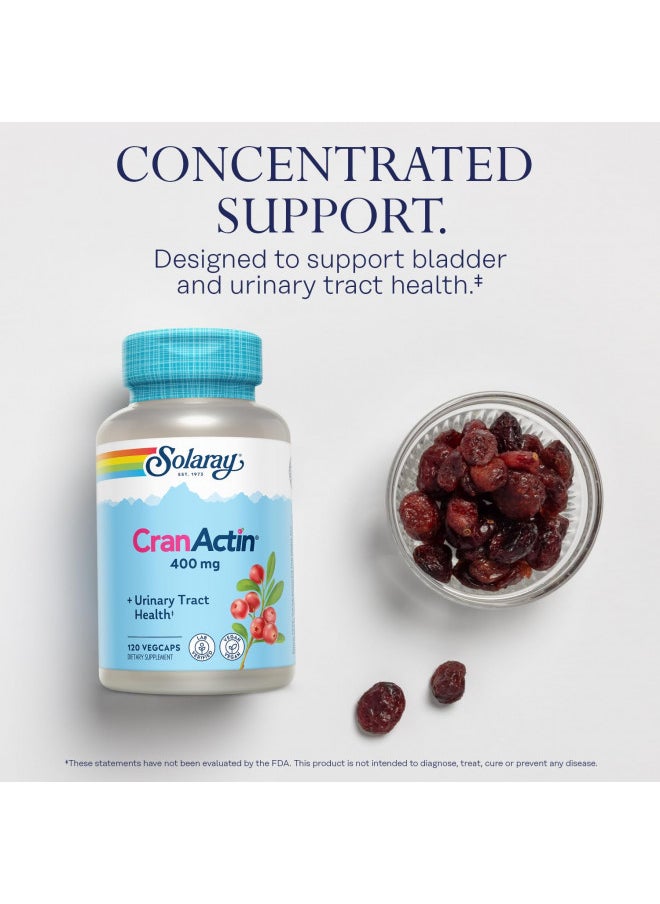 Solaray Cranactin Cranberry Extract 400 Mg   Cranberry Supplements For Women and Men   Bladder and Urinary Tract Health Support With Vitamin C   Vegan, 60 Day Guarantee, 120 Servings, 120 Vegcaps