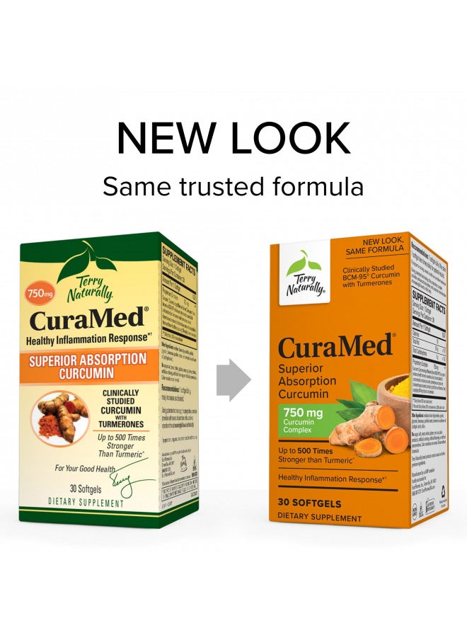 Terry Naturally Curamed 750 Mg Curcumin Complex   30 Softgels   Superior Absorption Bcm 95   Non Gmo, Gluten Free, Halal   30 Servings