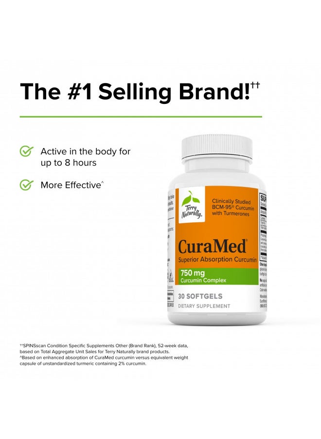Terry Naturally Curamed 750 Mg Curcumin Complex   30 Softgels   Superior Absorption Bcm 95   Non Gmo, Gluten Free, Halal   30 Servings