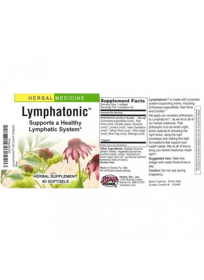 Herbs Etc. Lymphatonic: 60 Count Softgels