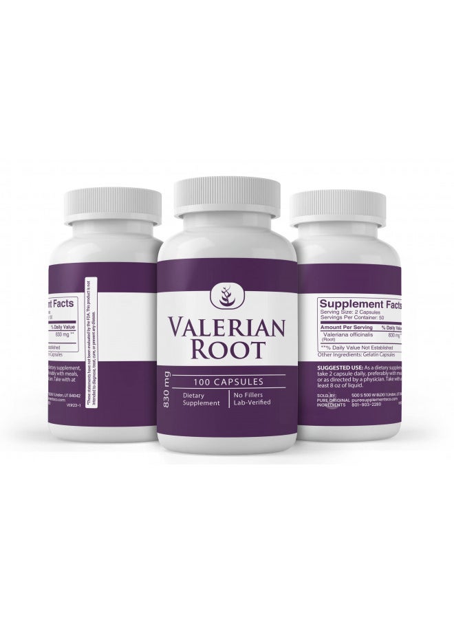 Pure Original Ingredients Valerian Root, (100 Capsules) Always Pure, No Additives Or Fillers, Lab Verified