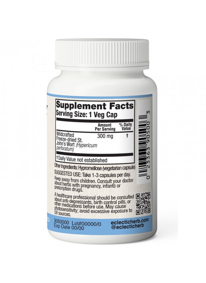 Eclectic Institute Raw Fresh Freeze Dried Non Gmo St. John'S Wort | Herbal Health Supplement, Promotes A Positive Mood | 90 Ct