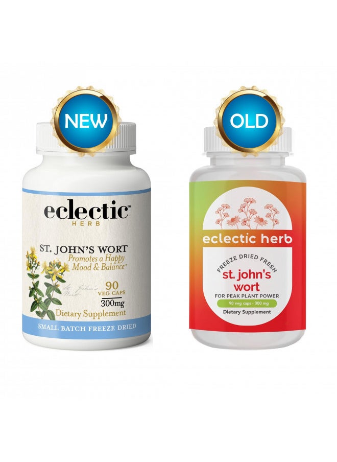 Eclectic Institute Raw Fresh Freeze Dried Non Gmo St. John'S Wort | Herbal Health Supplement, Promotes A Positive Mood | 90 Ct