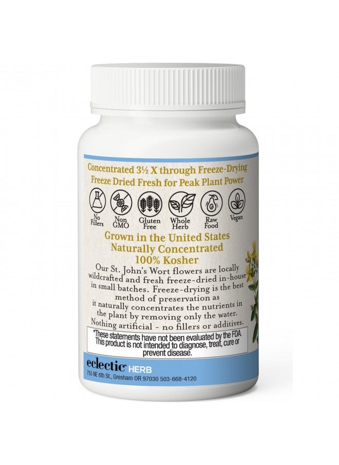 Eclectic Institute Raw Fresh Freeze Dried Non Gmo St. John'S Wort | Herbal Health Supplement, Promotes A Positive Mood | 90 Ct