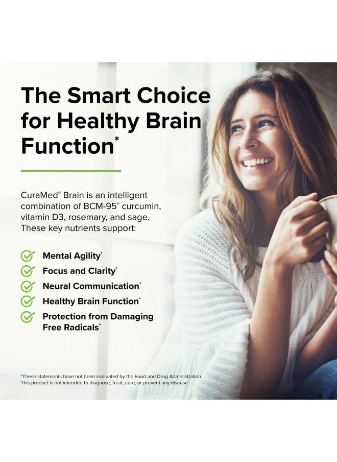 Terry Naturally Curamed Brain   60 Softgels   With Bcm 95 Curcumin, Vitamin D3, Rosemary & Sage   Non Gmo, Gluten Free   30 Servings