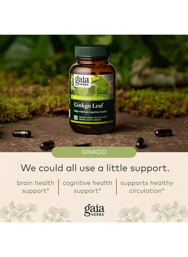 Gaia Herbs Ginkgo Leaf   Traditionally Used To Support Healthy Circulation and Brain Function   Organic, Herbal Supplement   60 Vegan Liquid Phyto Capsules (20 Day Supply)